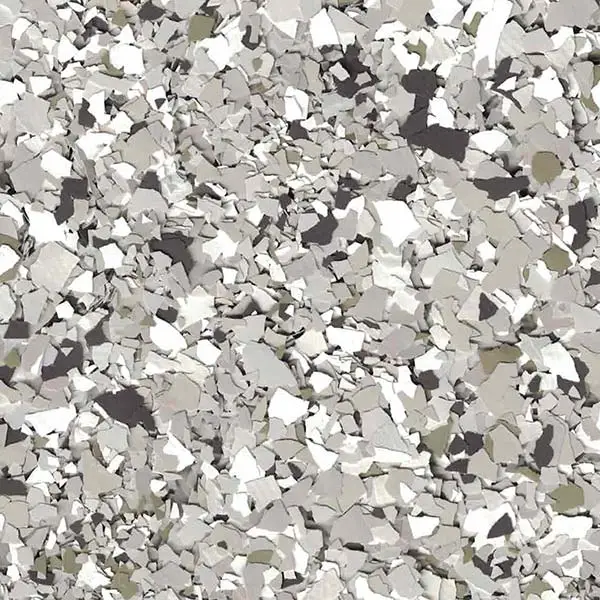 This image consists of a dense, abstract pattern of white and gray fragmented pieces scattered across the surface in a textured arrangement.